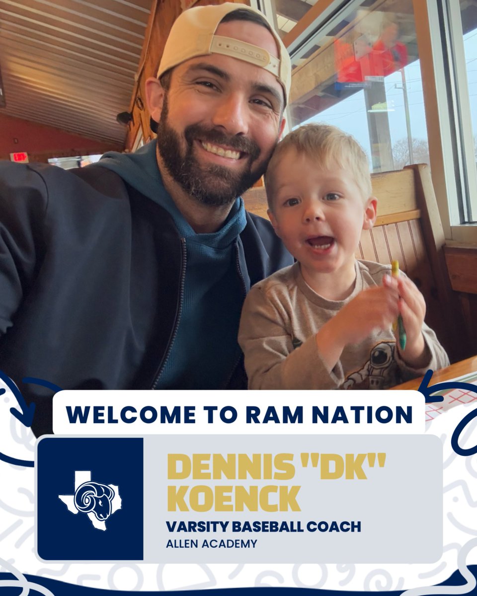 Allen Academy Baseball (@allenacademybsb) on Twitter photo We’re excited to welcome Dennis “DK” Koenck as our new Head Baseball Coach at Allen Academy!
He brings 10+ years of experience in strength & baseball development and will also lead Ram Strength and assist in football.
Welcome to the family, Coach! #RamTough ⚾💪
<a href="/dennis_koenck/">Dennis “DK” Koenck</a> We’re excited to welcome Dennis “DK” Koenck as our new Head Baseball Coach at Allen Academy!
He brings 10+ years of experience in strength & baseball development and will also lead Ram Strength and assist in football.
Welcome to the family, Coach! #RamTough ⚾💪
<a href="/dennis_koenck/">Dennis “DK” Koenck</a>