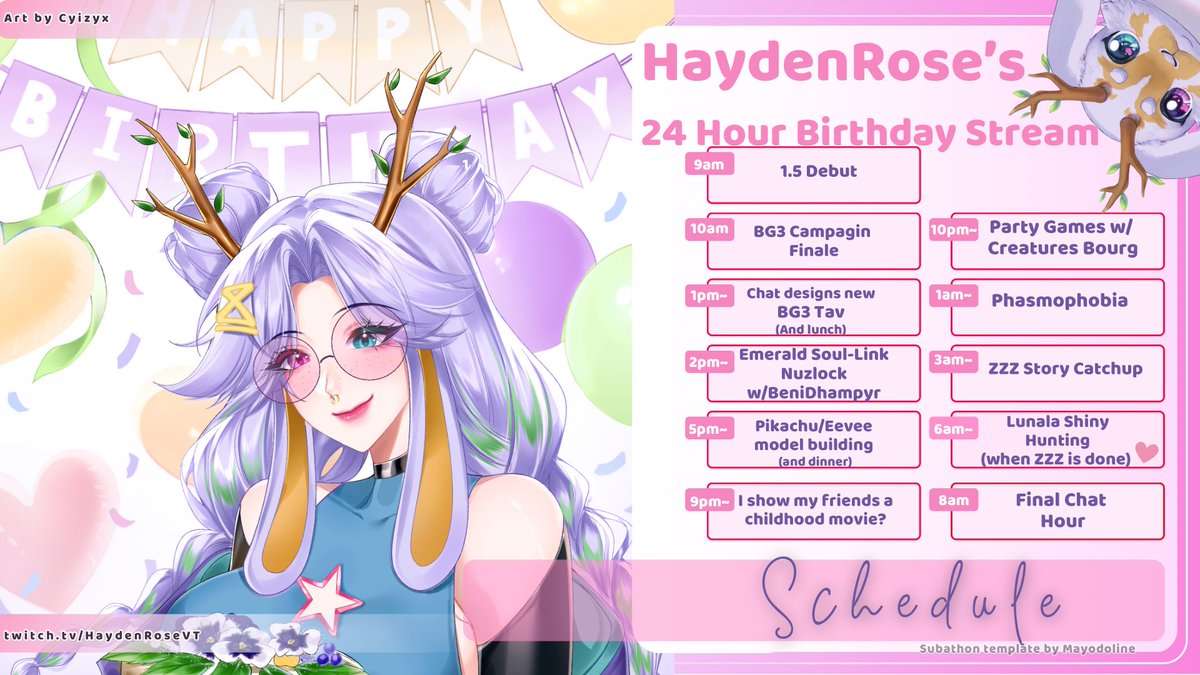 My Birthday is in 1 week and that means my 1.5 debut and return stream is in 1 week too!!!!!
I will be having a 24 hours stream for the first time! 
I hope you all will join me! 🐇🌟🦌

#Vtuber | #VtuberDebut | #24hourstream