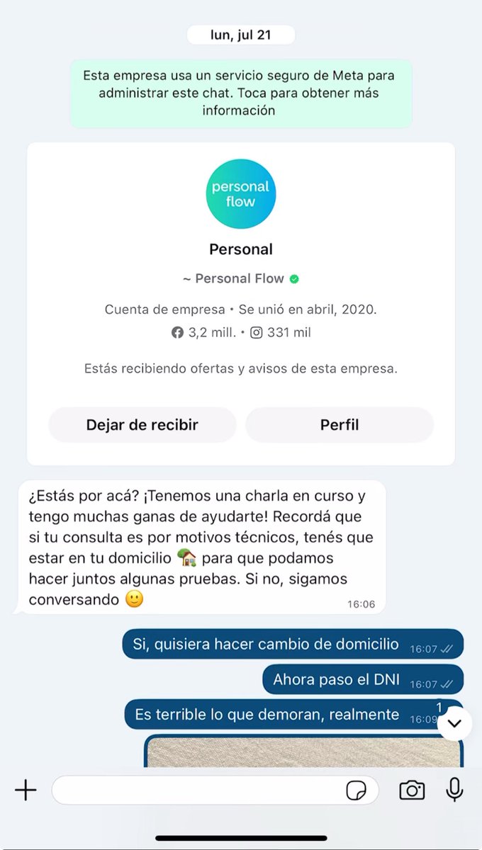 Christian H. Miller (@chmiller) on Twitter photo Increíble lo de <a href="/PersonalAr/">Personal Argentina</a>… días intentando cambiar mi domicilio y nada. Cada sector vive en su mundo, los WhatsApp son eternos y los de atención al cliente te hacen sentir que te hacen un favor. Expertos en hacerlo todo mal… y mejor no hablemos de monopolio, no? Horribles! Increíble lo de <a href="/PersonalAr/">Personal Argentina</a>… días intentando cambiar mi domicilio y nada. Cada sector vive en su mundo, los WhatsApp son eternos y los de atención al cliente te hacen sentir que te hacen un favor. Expertos en hacerlo todo mal… y mejor no hablemos de monopolio, no? Horribles!
