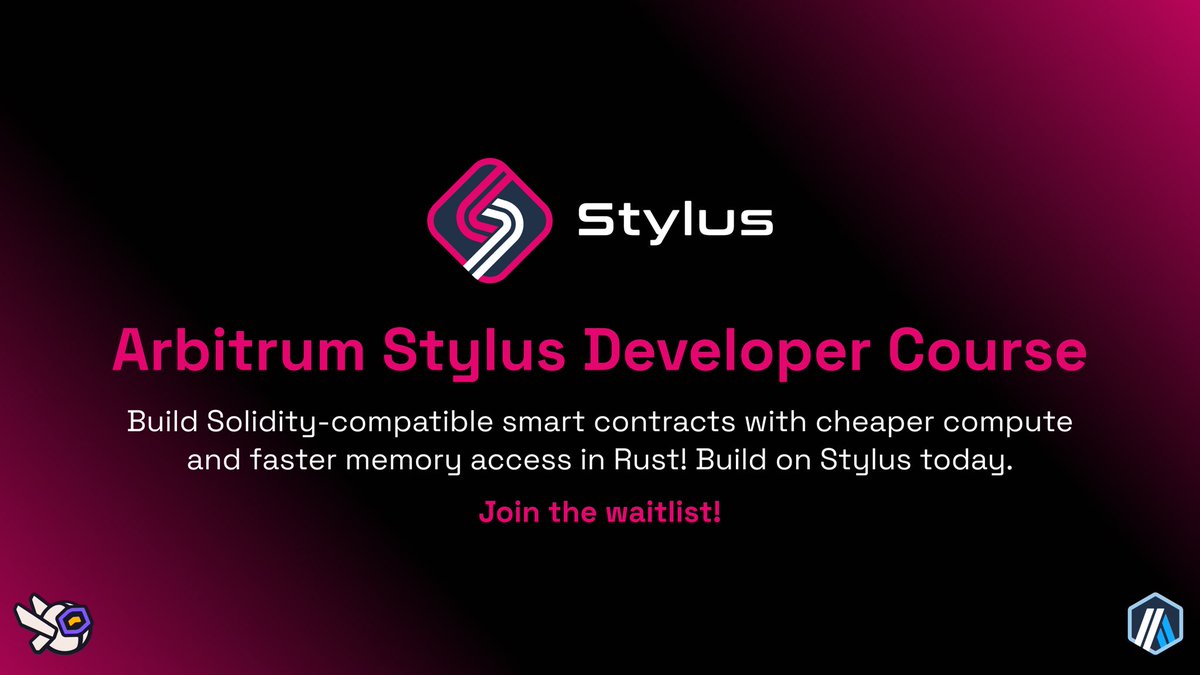 LearnWeb3IO's tweet image. Learning Web 3? 

We partnered with @arbitrum to teach you Stylus 

Stylus lets you write MORE EFFICIENT smart contracts in C, C++, Rust, and more! 

Be the first to learn. Join the list below 👇 

Say 👋