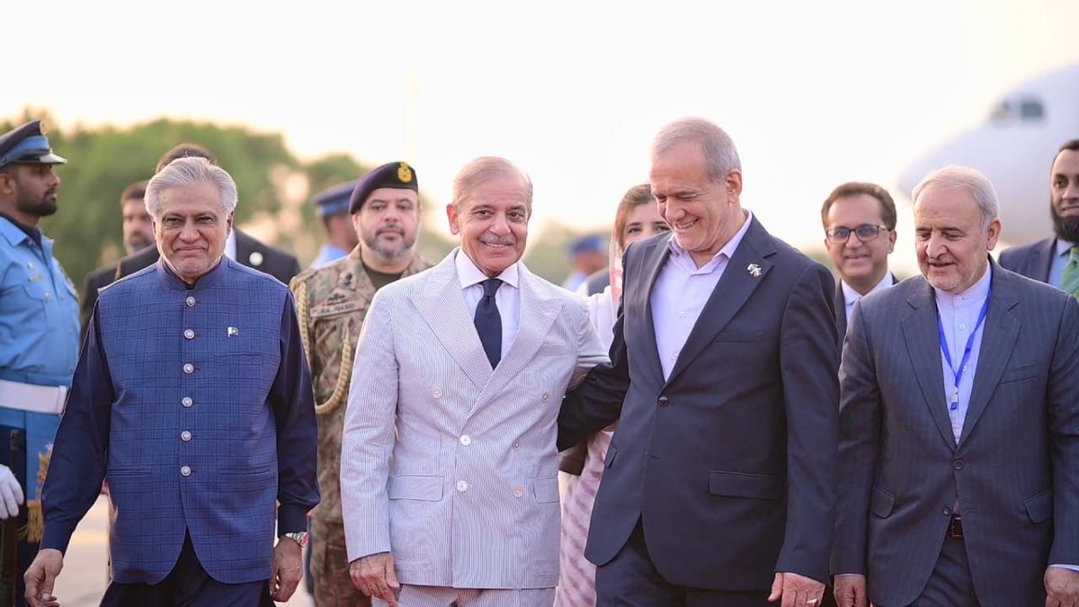 Honored to welcome my brother, H.E. Dr. Masoud Pezeshkian, President of the Islamic Republic of Iran on his official visit to Pakistan. 
We look forward to our substantive engagements during this important visit that will pave the way forward for stronger Pakistan-Iran ties.