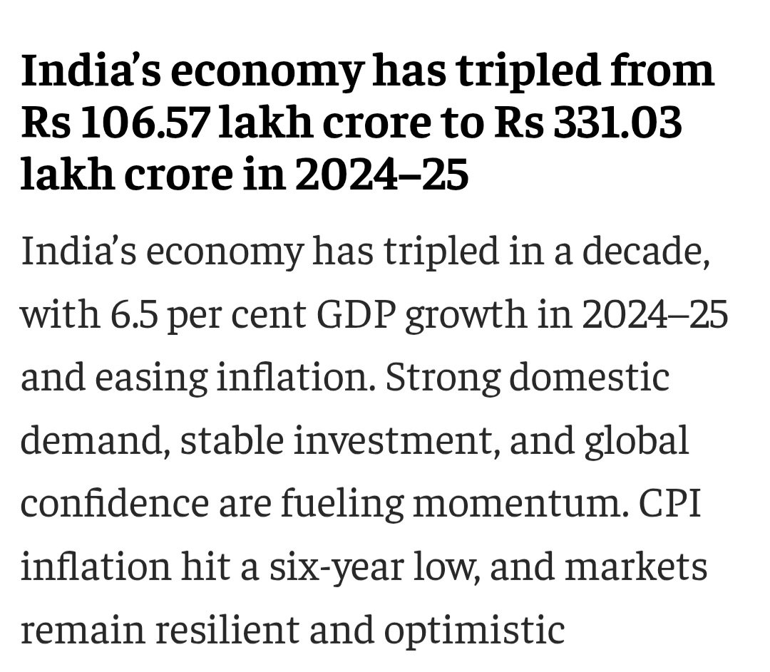 Shama knows nothing about Economy..She can't tell GDP from GNP

Next time illiterates from  DEADWOOD Congress run down India,throw this at them👇

Under PM Modi we added

📌17.9Cr jobs💪
📌Inflation 2.1%
📌GDP $4.3 trillion
📌Fx Reserves $698bn
📌Exports $821bn
📌GST 1.96 lakh Cr