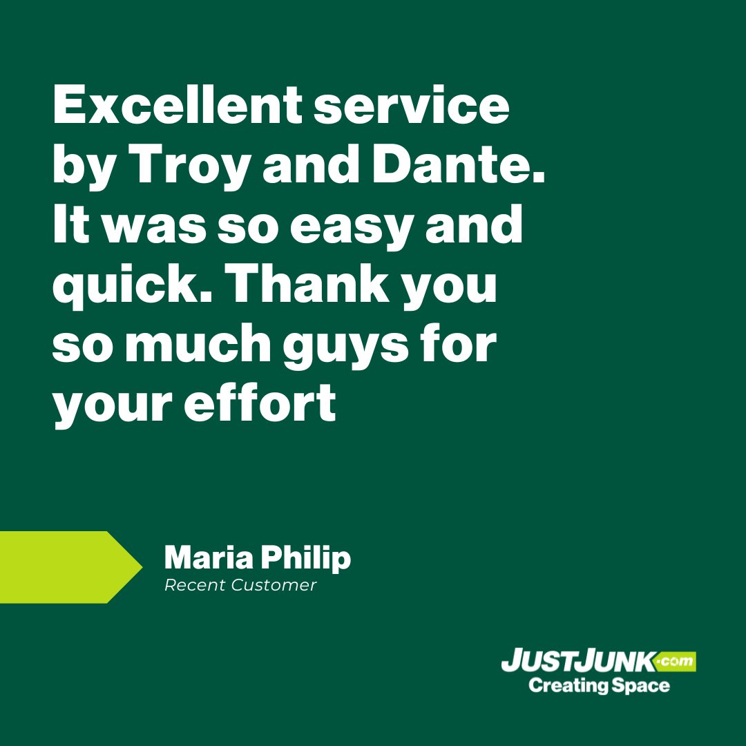 Experience hassle-free junk removal like Maria did! Our team is dedicated to making your space clutter-free with quick and easy service. Ready to transform your space? Book JUSTJUNK online: 1l.ink/8NBHTVZ #JUSTJUNK #CreatingSpace #CustomerAppreciation