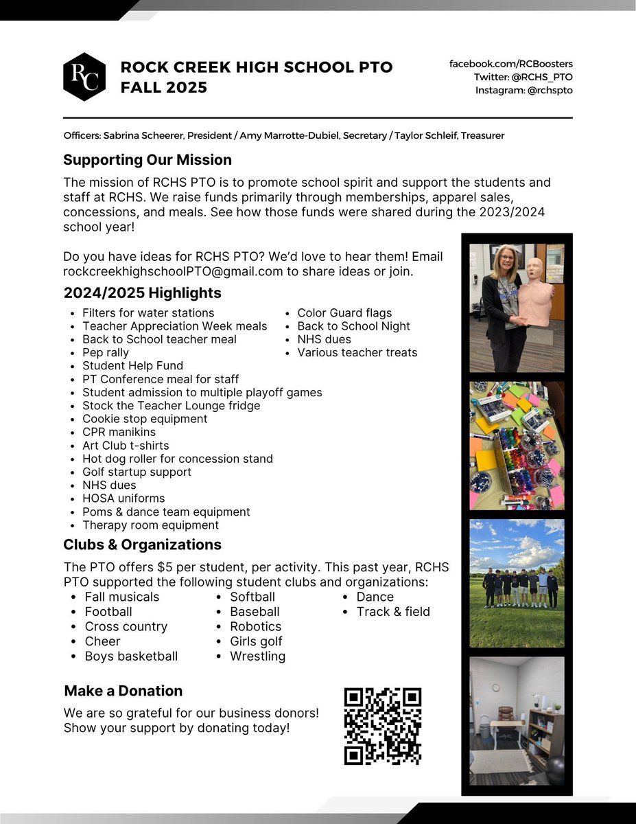We invite local businesses to join us in building a stronger school community! See how previous business memberships have supported RCHS and consider donating today!