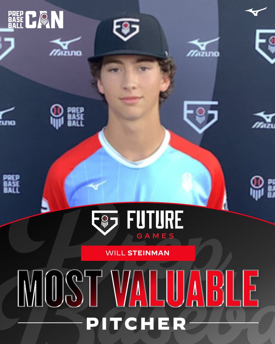 PrepBaseballON's tweet photo. 🇨🇦𝕋𝕖𝕒𝕞 ℂ𝕒𝕟𝕒𝕕𝕒 𝔽𝕦𝕥𝕦𝕣𝕖 𝔾𝕒𝕞𝕖𝕤 𝕄𝕍-ℙ𝕚𝕥𝕔𝕙𝕖𝕣🇨🇦

RHP Will Steinman (@OntarioBlueJays) is Canada's MV-Pitcher from the 2025 Future Games.

The top arm in Ontario's 2027 class, Steinman features a high-spin arsenal with plenty to dream on. Drew a sea of college coaches for his Game 1 start.

👤 https://t.co/ZMtVISBXl6 | @wsteinman16