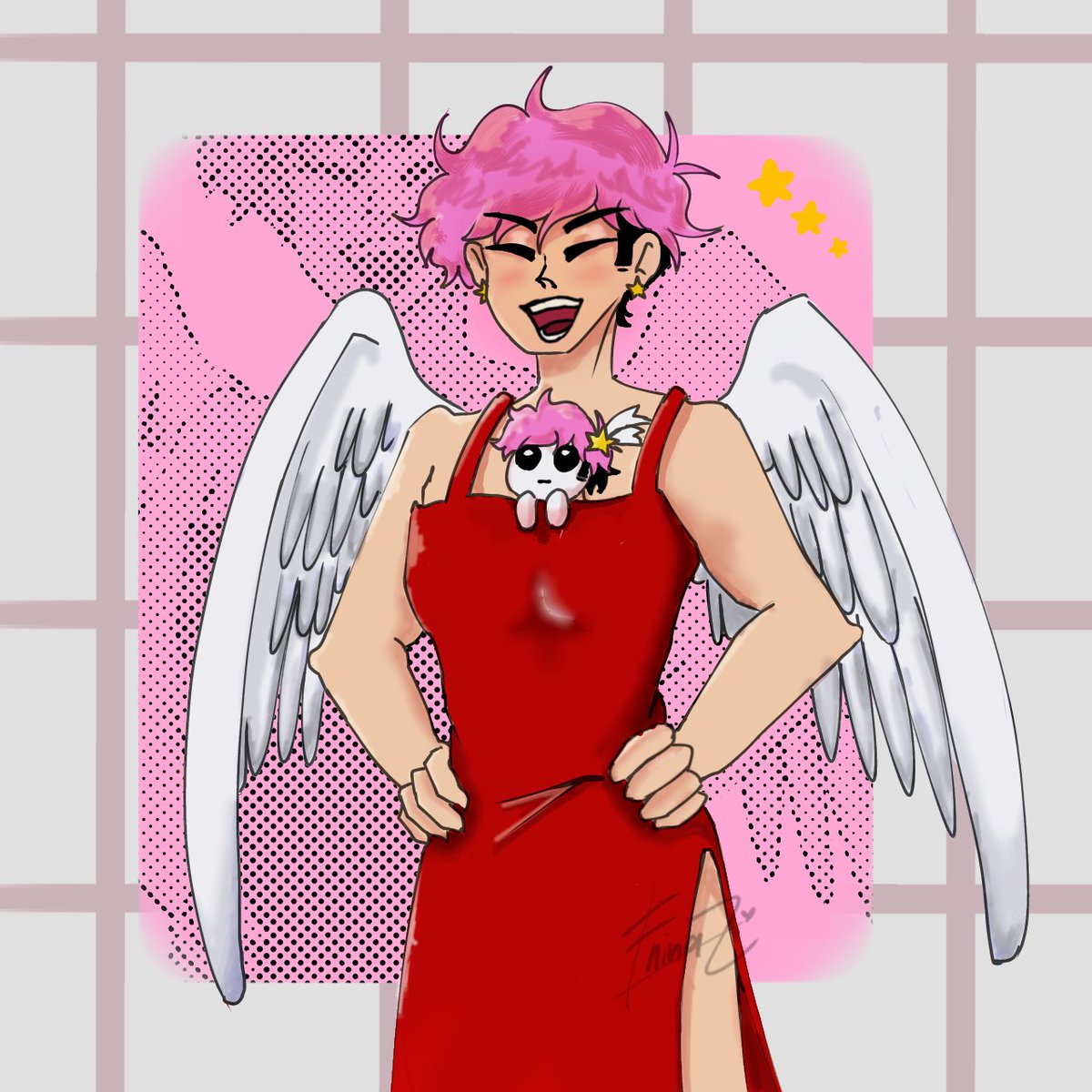 So, the recent  Pokémon video intrigued me to draw Vernias in red dress
<a href="/Vernias_T/">Vernias ✨</a>

#Vernias #verniasfanart #digitalart