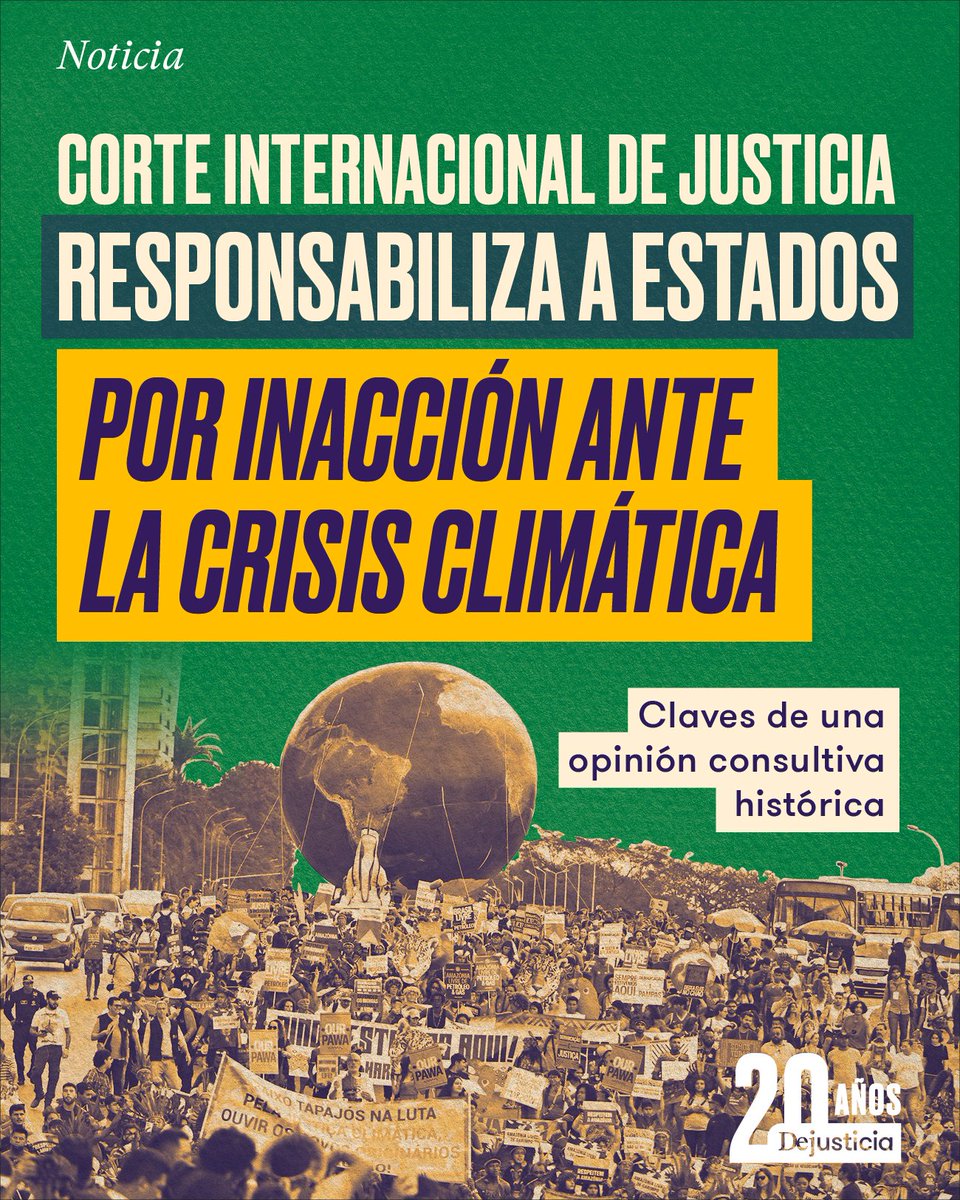 (1/6) Ya es un hecho: el más alto tribunal del mundo emitió su decisión frente a las obligaciones de los Estados frente al cambio climático. 

Aquí te contamos qué fue lo que dijo la <a href="/CIJ_ICJ/">CIJ_ICJ</a>. 🧵