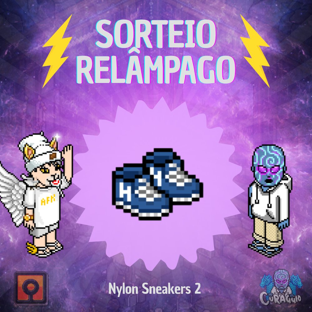 ⚡️SORTEIO RELÂMPAGO⚡️

Requisitos: 
1️⃣ Seguir <a href="/CoraggioHabbo/">Coraggio</a>
2️⃣ Dar RT e FAV neste Tweet;
3️⃣ Marcar 3 amigos.

🌎: O item é NFT, então todas as comunidades do Habbo podem participar.

🏆: Nylon Sneakers 2

⚠ Fim: 13:15 BR (UTC-3)

#Habbo25