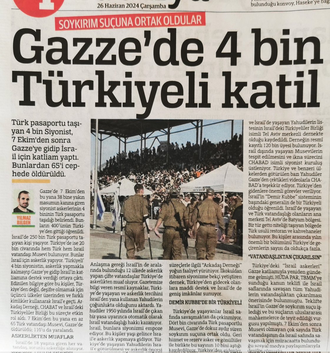 F. Zeyneb🌙🔻 (@zeyneb__zf) on Twitter photo #Gazze #soykırım'ına katılan "Türk" vatandaşlarını tespit v ifşa edecek gazeteciler v insan hakları savunucuları nerede?
Bilinen tek çalışma 13 ay önce <a href="/Bilgen1973/">Yılmaz Bilgen</a> tarafından yapıldı
İçişleri v dışişleri bakanlığı ile istihbaratımızın bu yönde bir çalışması var mı?
Varsa ?! #Gazze #soykırım'ına katılan "Türk" vatandaşlarını tespit v ifşa edecek gazeteciler v insan hakları savunucuları nerede?
Bilinen tek çalışma 13 ay önce <a href="/Bilgen1973/">Yılmaz Bilgen</a> tarafından yapıldı
İçişleri v dışişleri bakanlığı ile istihbaratımızın bu yönde bir çalışması var mı?
Varsa ?!