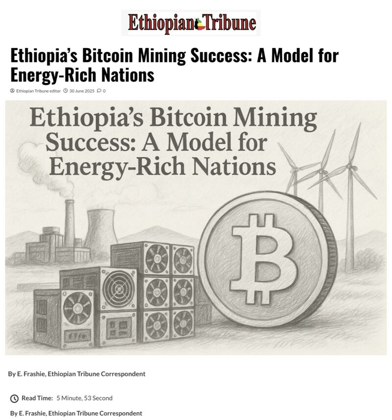 Bitcoin mining in Ethiopia has now their Electricity utility's revenue by $55 Million (18% of its p.a revenue)

As Ethiopian Tribune reports, Bitcoin mining achieves this by: 

"monetising surplus energy" (energy that would otherwise have been wasted) and that "this revenue has