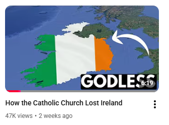 Hey, American YouTubers, when you illustrate your video on "How the Catholic Church Lost Ireland", defined as the Republic, with a photo of the Church of Ireland cathedral in Armagh, it doesn't inspire confidence that you know what you're talking about!