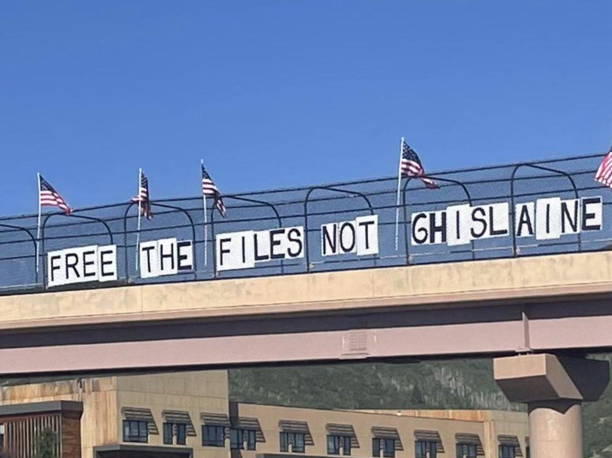 Seen in Park City, Utah: “Free the files, not Ghislaine”