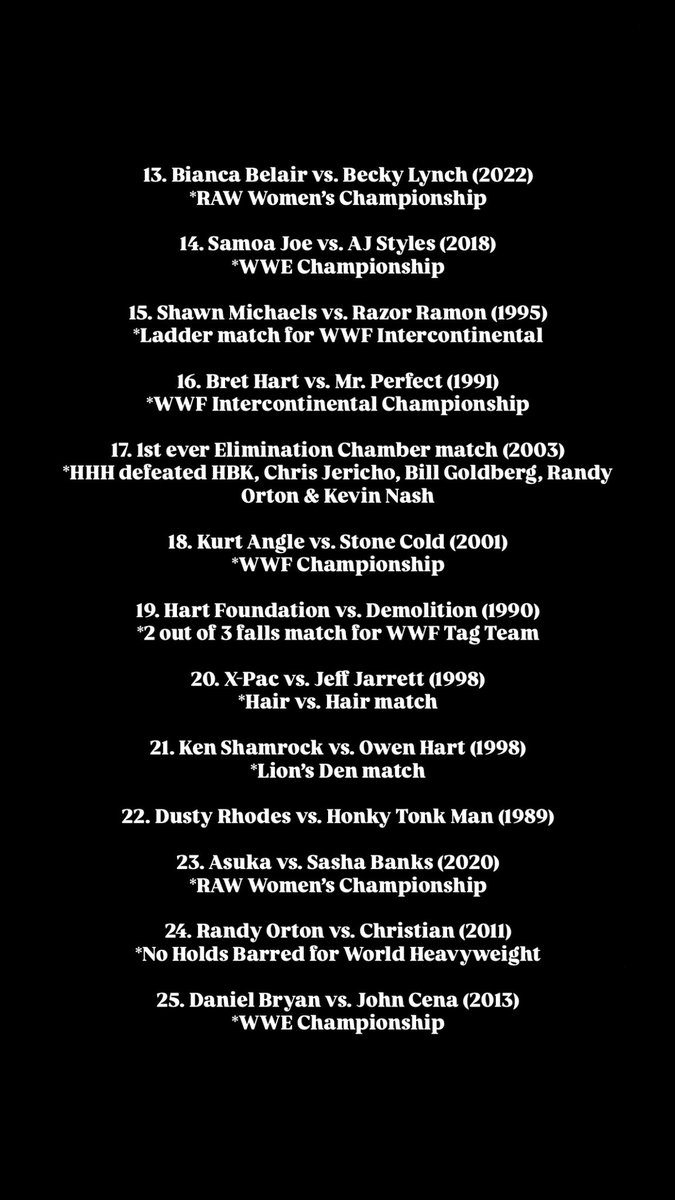 bugattielroy's tweet photo. I saw WWE put out The SummerSlam 25 greatest matches list so I made my own too!
#SummerSlam #dropkickd
https://t.co/3Mojbfs6hA https://t.co/00d9R4bzug