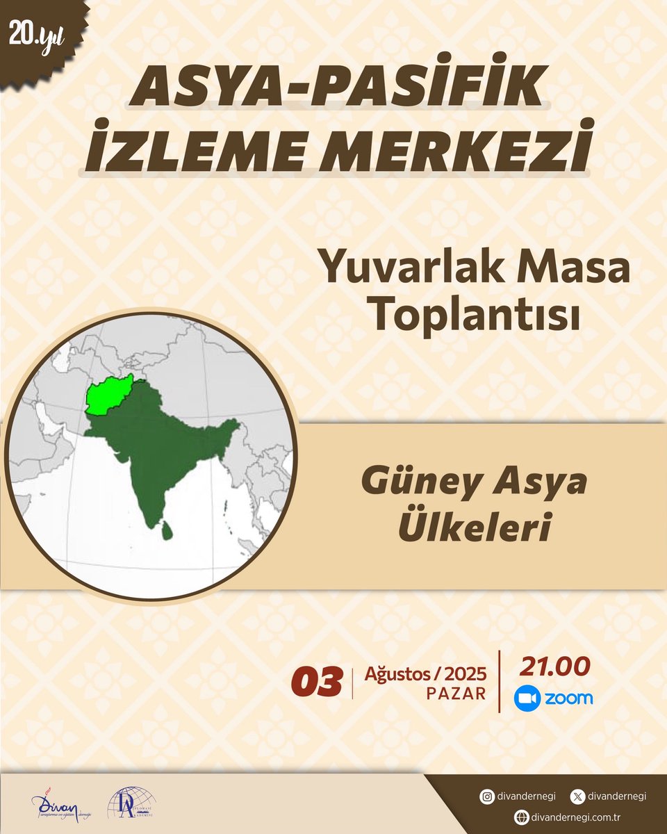 📍 Asya Pasifik İzleme Merkezi  
🖇️ Güney Asya Ülkeleri 
⏰ 3 Ağustos Pazar 21.00