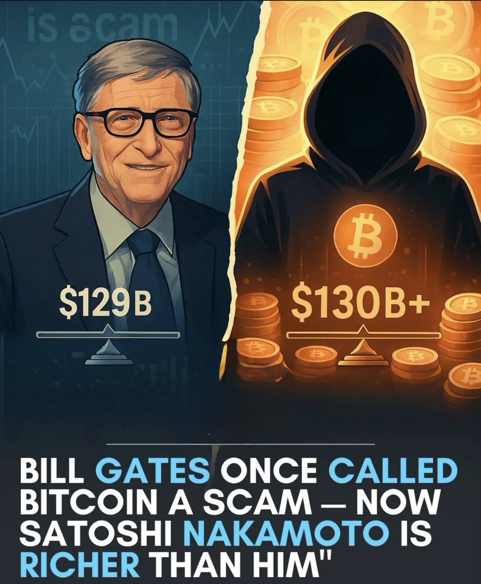 Bill Gates called Bitcoin a scam Now Satoshi is richer than him — without  ever revealing his face #bitcoin
