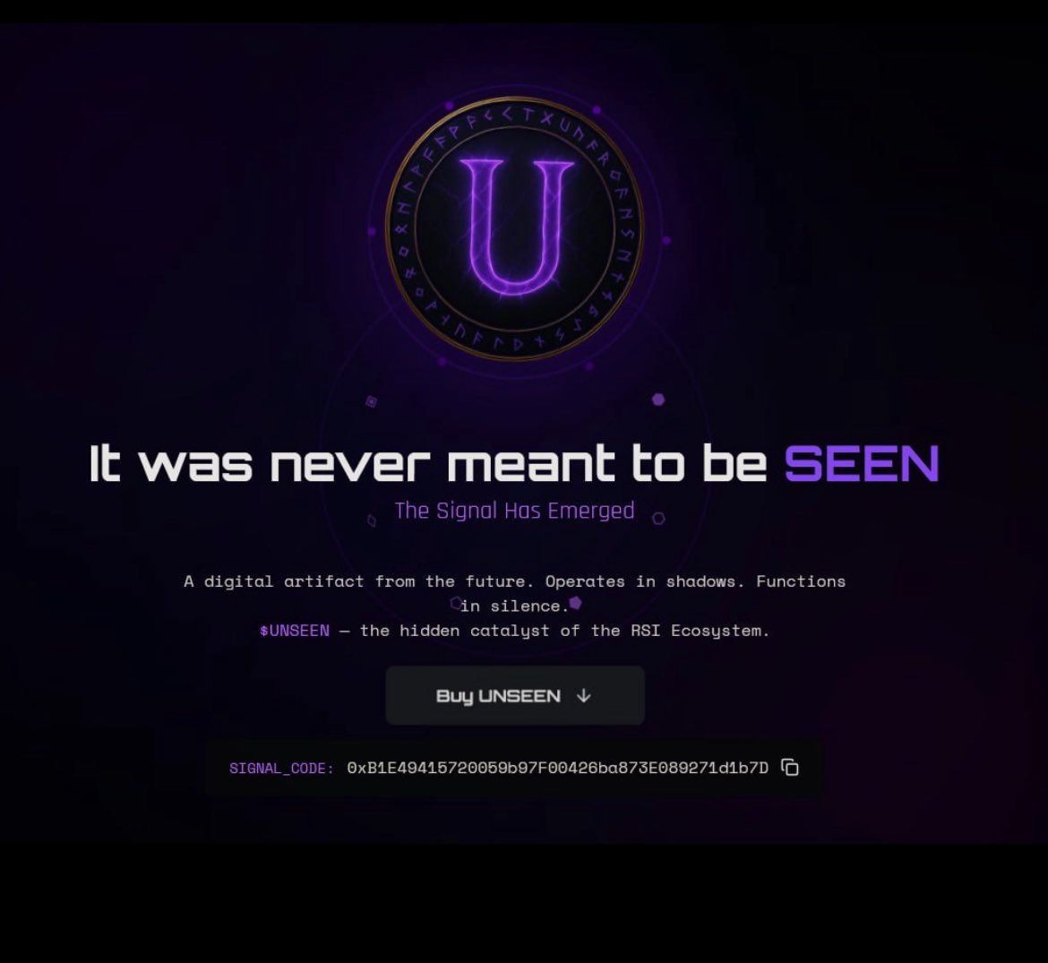 Don’t miss auto drips you can compound!! 👀 

The new $UNSEEN💲 website has been launched! 🆕

🫥 $UNSEEN
Prints: 66% RSI and 33% PLS (both auto-dripped)

Check it out here: signal.secretinitiative.com

Shout out to <a href="/PulpDefi/">PulpDefi🍊</a> and @GingerViking_RSI and <a href="/HexicanHill/">HexicanHill</a> 

#PulseChain #PLS
