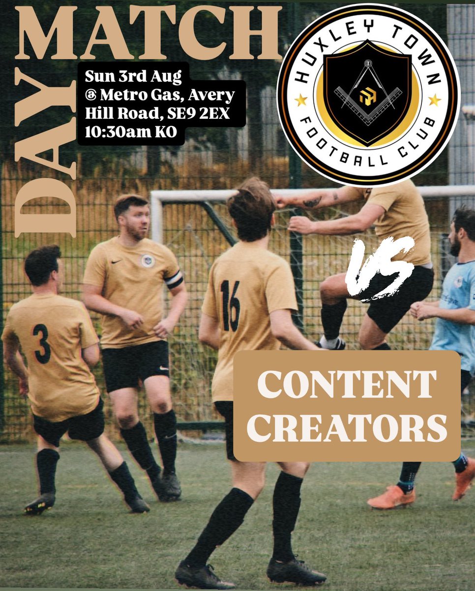Exciting times ahead! Huxley Town VS Content Creators, tomorrow @ Metro Gas, Avery Hill Road. Come &amp; show some support 👏🏻 
#matchday