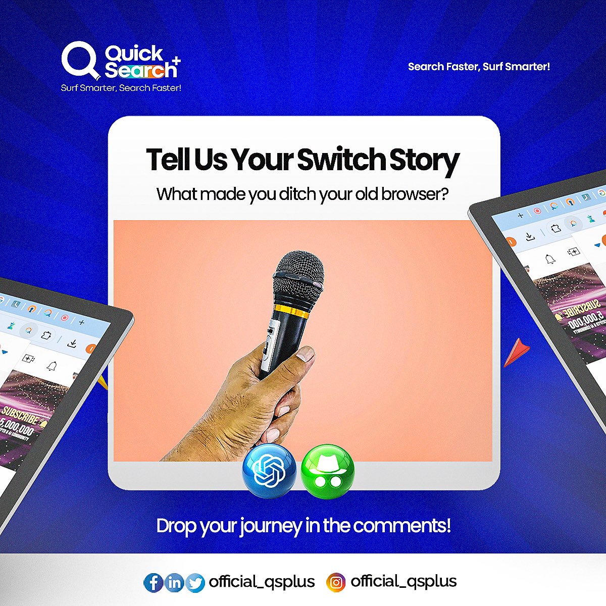Official_QSPlus's tweet photo. 🎤 Tell Us Your Switch Story
What made you ditch your old browser?
Was it the trackers? The ads? Or just wanting something smarter?
💬 Drop your journey in the comments!
We’d love to feature your story next.
#QuickSearchPlus #SwitchStory #SearchSmarter #BrowserUpgrade https://t.co/k4DaPgD3nP