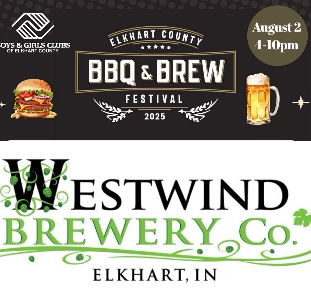 westwindbrewery's tweet image. Two Amazing ways to enjoy WWB beer this weekend!

1) Join us at BBQ &amp;amp; Brew raising funds for the Boys and Girls  Club of Elkhart County at the Elkhart County 4H Fair grounds

2) Join us at Westwind Brewery located 911 Plum St. Elkhart, IN. 

Cheers! - The WWB Brew Crew