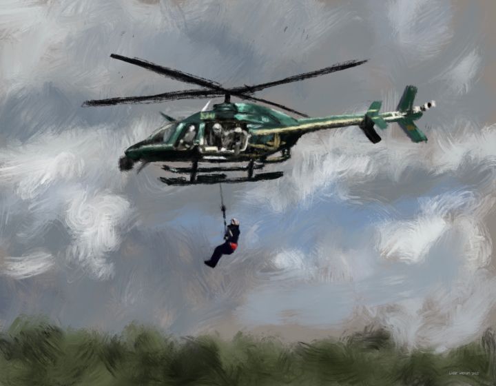 Art of the Day: "Helicopter Rescue". Buy at: ArtPal.com/LarryWhitler?i…