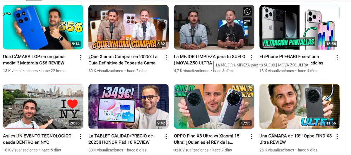Acabo de alucinar lo muerto que está el canal de Topes de Gama. El vídeo patrocinado del Aspirador Mova 4000 reproducciones. Tremendo declive de los expertos en tecnología que fueron condenados por competencia desleal contra sus socios. El tiempo pone a cada uno en su lugar