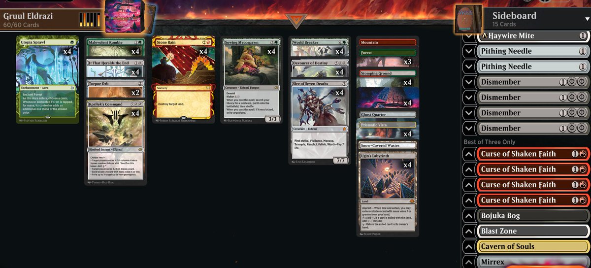 21-4 and #2 with my GR Eldrazi list! Stone Rain works really well with your mana denial plan and is nuts in the mirror which is everywhere atm since Eldrazi feels like the best deck. I've done a full in-depth deck guide video with gameplay here: youtu.be/arwJ5fS0fMU
<a href="/fireshoes/">Robert Taylor🔥</a>