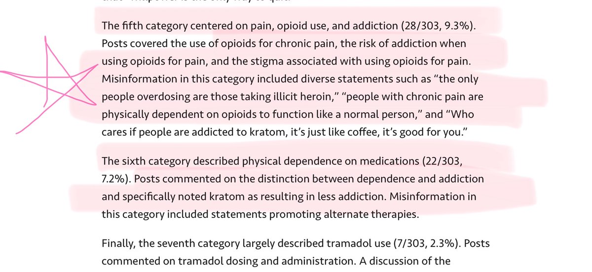 According to Dr Chris Jones &amp; the other authors: “Misinformation in this category included diverse statements such as "the only people overdosing are those taking illicit heroin," "people with chronic pain are physically dependent on opioids to function like a normal person.”-