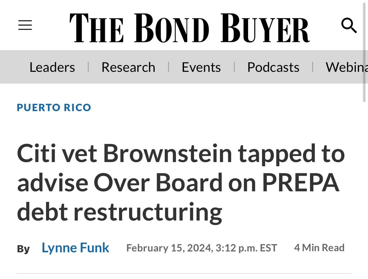 I’ve seen others describe what has been going on in Puerto Rico with their Bankruptcy process as “piracy,” and I couldn’t agree more. What has been happening should be illegal.

For instance, take David Brownstein. David worked for Citi Bank on the Puerto Rico restructuring, but