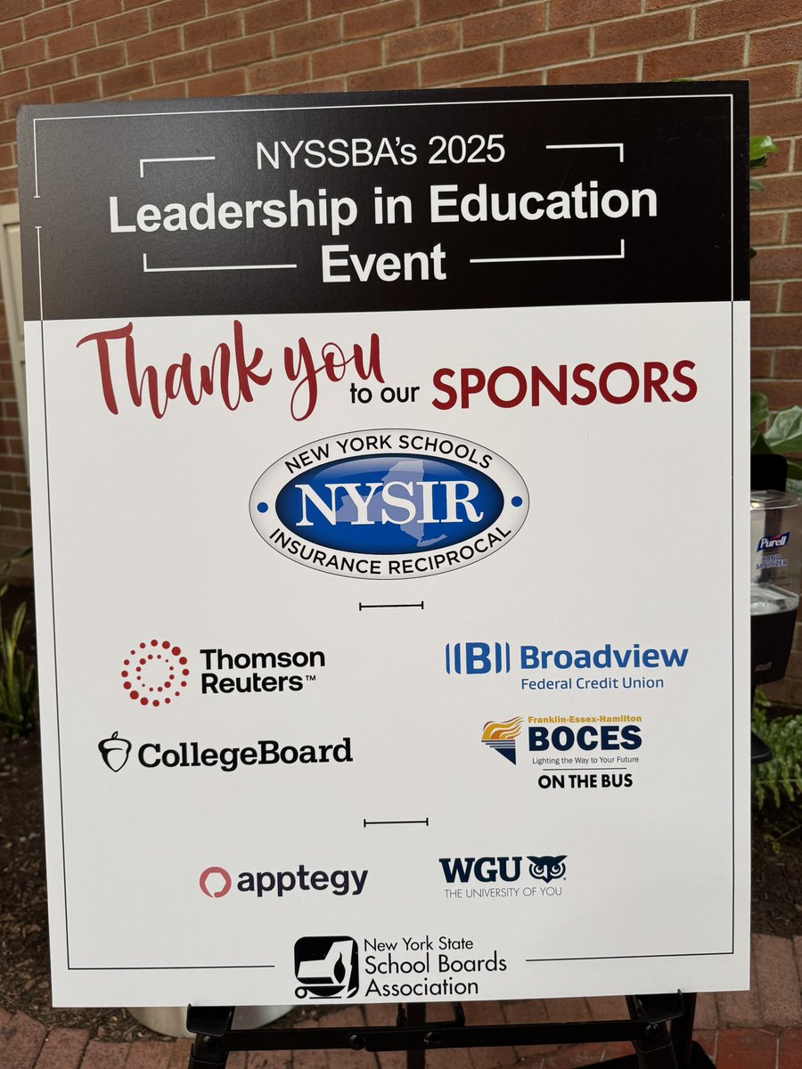 Thank you to our incredible sponsors who helped make this year’s event great! <a href="/NYSIRInsurance/">NYSIR Insurance</a> <a href="/Broadviewfcu/">Broadview Federal Credit Union</a> <a href="/Apptegy/">Apptegy</a> <a href="/fehboces/">Franklin-Essex-Hamilton BOCES</a> <a href="/CollegeBoard/">College Board</a> <a href="/thomsonreuters/">Thomson Reuters</a> @westerngov