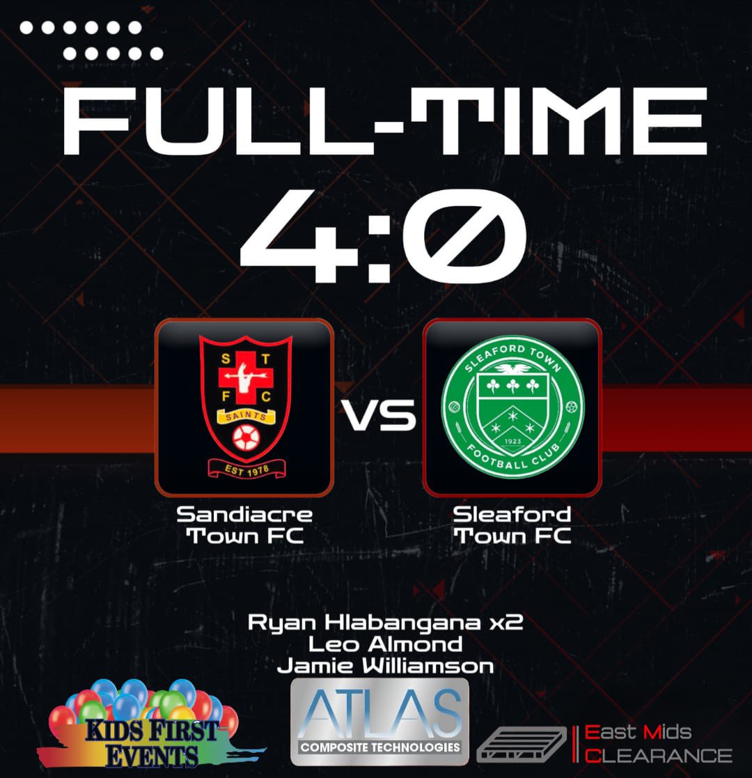 Sandiacre Town FC (@sandiacre_town) on Twitter photo FULL TIME - Sandiacre Town FC 4-0 <a href="/SleafordTownFC/">Sleaford Town F.C.</a>
A fantastic response to the defeat in the week with a dominant performance this afternoon!
Another clean sheet too! ๐
Goals scored by Ryan Hlabangana x2, Leo Almond & Jamie Williamson!
#upthesaints FULL TIME - Sandiacre Town FC 4-0 <a href="/SleafordTownFC/">Sleaford Town F.C.</a>
A fantastic response to the defeat in the week with a dominant performance this afternoon!
Another clean sheet too! ๐
Goals scored by Ryan Hlabangana x2, Leo Almond & Jamie Williamson!
#upthesaints