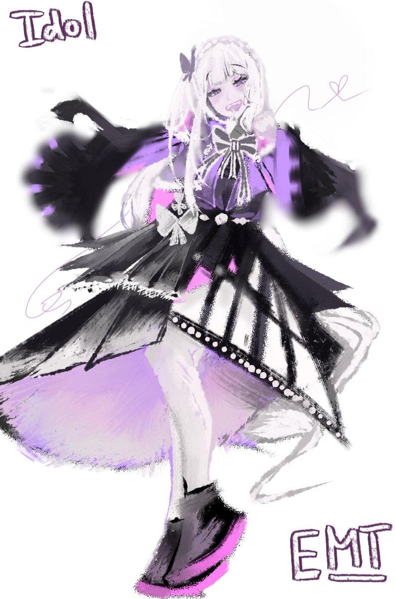 次はエミリアの番〜！
正直、最初は彼女のデザインを考えるつもりなかったんだけど、
スタイルが掴みにくくてめっちゃ迷ってたし…
でも、ある日Twitterにアイ・ホーシンの写真が流れてきて、
「アイドルエミリア」が突然誕生しました✨
描くの、めちゃくちゃ難しかったよ🫠
#rezero