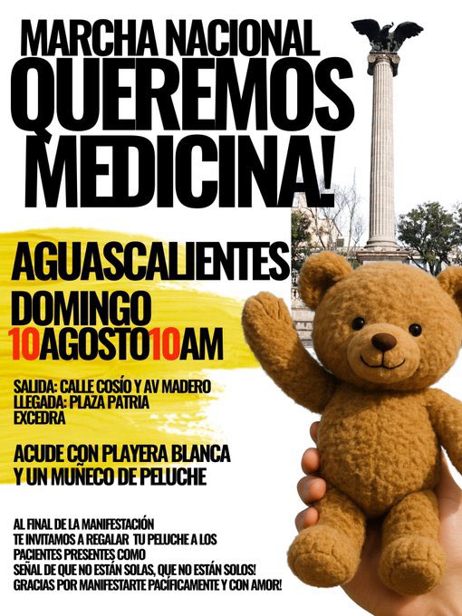 🚨<a href="/NARIZROJAAC/">NARIZ ROJA AC</a> anuncia la suma de Aguascalientes y León para la marcha del 10 de agosto para exigir el abasto de medicamentos y atención digna en hospitales públicos.