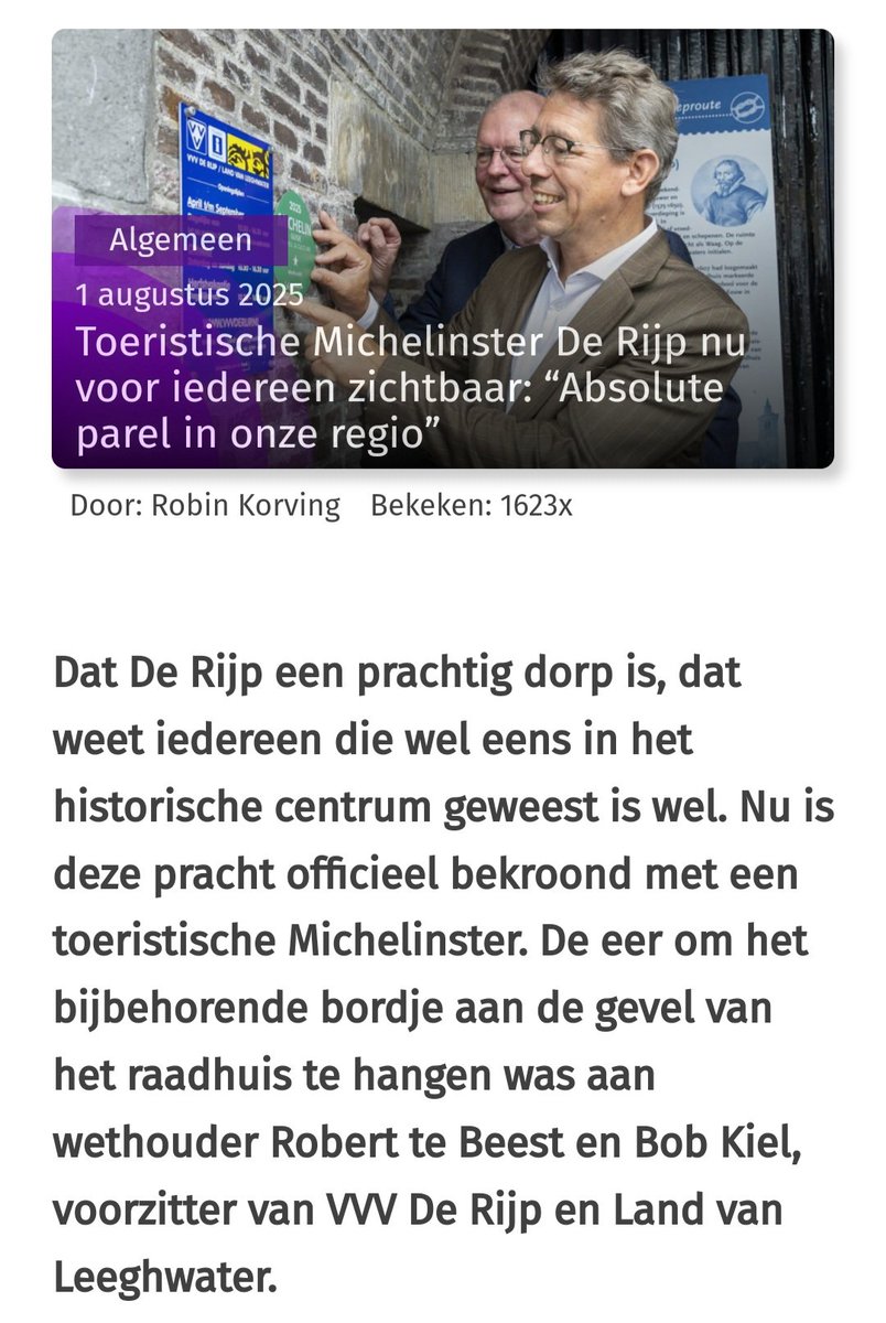 Wat een fantastisch nieuws! 

CDA Alkmaar feliciteert "De Rijp" van harte met de toeristische Michelinster! 

Samen maken we de regio Alkmaar nóg mooier!

 #CDA #Alkmaar #DeRijp #Michelinster #Toerisme #LandvanLeeghwater #Alkmaar #MooiNH #Vrinedelijk #Betrouwbaar #Daadkrachtig