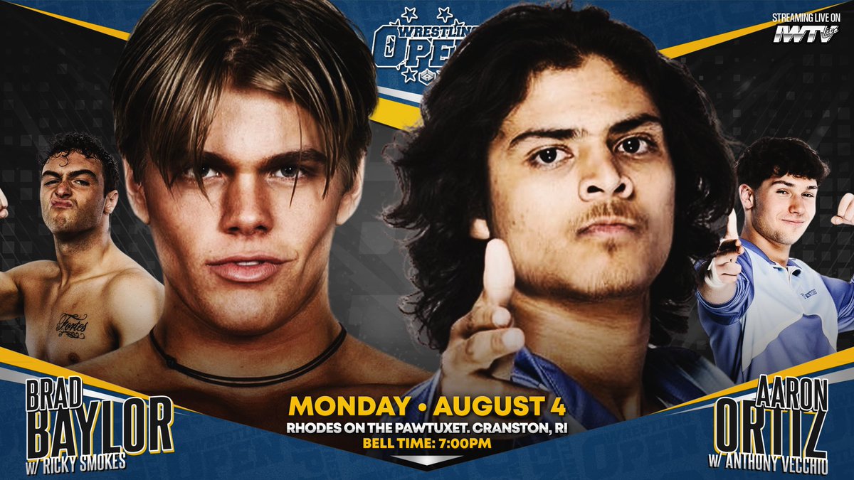 Beyond Wrestling (@beyondwrestling) on Twitter photo BREAKING: <a href="/bradbay1or/">Brad Baylor</a> with <a href="/smokeshow_ricky/">Ricky Smokes</a> vs. <a href="/itzaaron58/">Aaron Ortiz</a> with <a href="/_anthonyvecchio/">Anthony Vecchio</a> this Monday 8/4/25 at <a href="/WrestlingOpenRI/">Wrestling Open RI</a> at Rhodes On The Pawtuxet in Cranston!
Lineup: beyondwrestlingonline.com/rhodes
Plus:
- <a href="/bearbronsonBC/">Bear Bronson</a> <a href="/FancyRyanClancy/">“Fancy” Ryan Clancy | 「ファンシー」ライアン・クランシー</a> vs. <a href="/BryceDShook/">Bryce Donovan</a> <a href="/isThatVsK/">VsK</a>
- <a href="/andycomplains/">The Burning Cleaver Butch Williams</a> BREAKING: <a href="/bradbay1or/">Brad Baylor</a> with <a href="/smokeshow_ricky/">Ricky Smokes</a> vs. <a href="/itzaaron58/">Aaron Ortiz</a> with <a href="/_anthonyvecchio/">Anthony Vecchio</a> this Monday 8/4/25 at <a href="/WrestlingOpenRI/">Wrestling Open RI</a> at Rhodes On The Pawtuxet in Cranston!
Lineup: beyondwrestlingonline.com/rhodes
Plus:
- <a href="/bearbronsonBC/">Bear Bronson</a> <a href="/FancyRyanClancy/">“Fancy” Ryan Clancy | 「ファンシー」ライアン・クランシー</a> vs. <a href="/BryceDShook/">Bryce Donovan</a> <a href="/isThatVsK/">VsK</a>
- <a href="/andycomplains/">The Burning Cleaver Butch Williams</a>