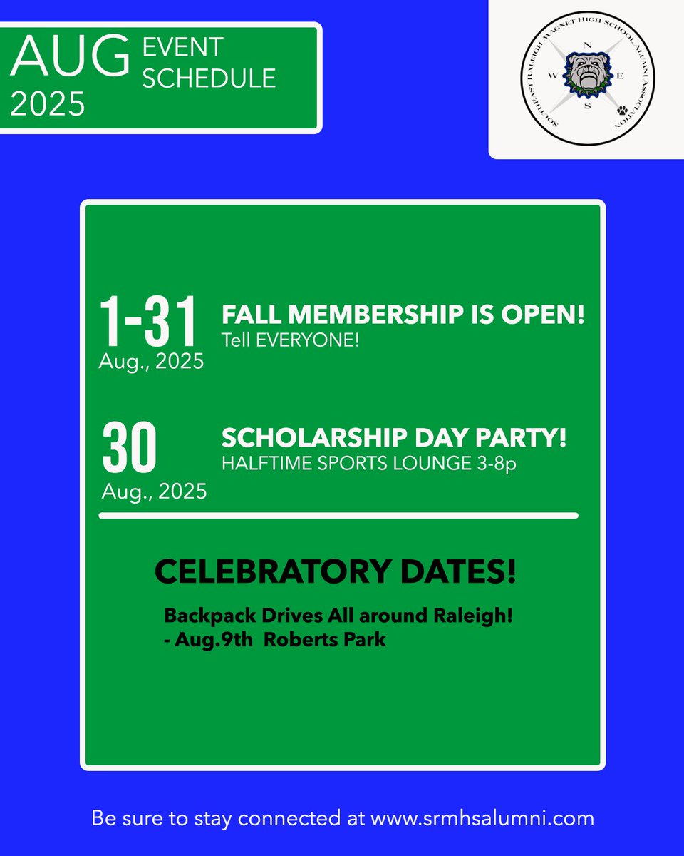 srmhsalumni's tweet photo. August calendar https://t.co/iyQb7UtPQx