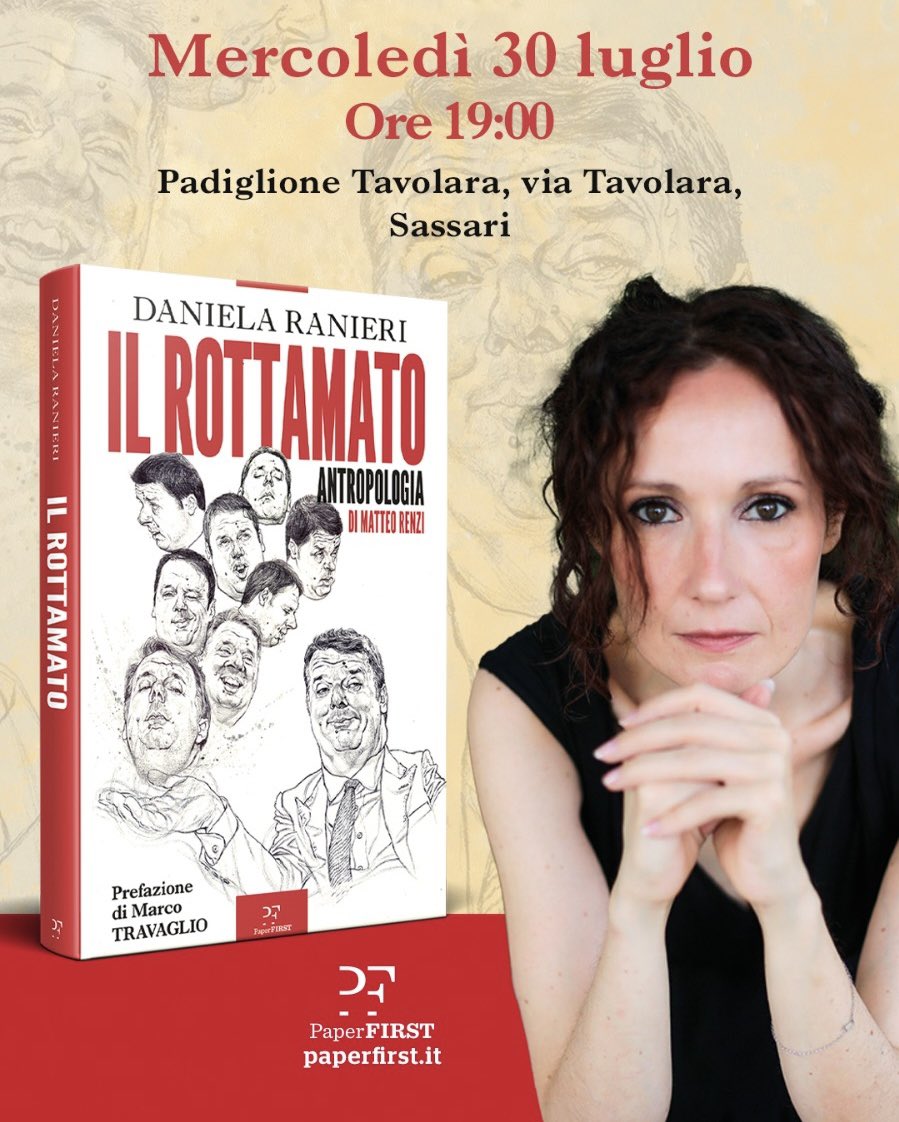 Paper First (@paperfirst) on Twitter photo Mercoledì 30 luglio - Sassari
<a href="/danielaranieri/">Daniela Ranieri</a> presenta Il Rottamato - Antropologia di Matteo Renzi
Qui il link alla diretta📹
facebook.com/share/v/16rHN4… Mercoledì 30 luglio - Sassari
<a href="/danielaranieri/">Daniela Ranieri</a> presenta Il Rottamato - Antropologia di Matteo Renzi
Qui il link alla diretta📹
facebook.com/share/v/16rHN4…