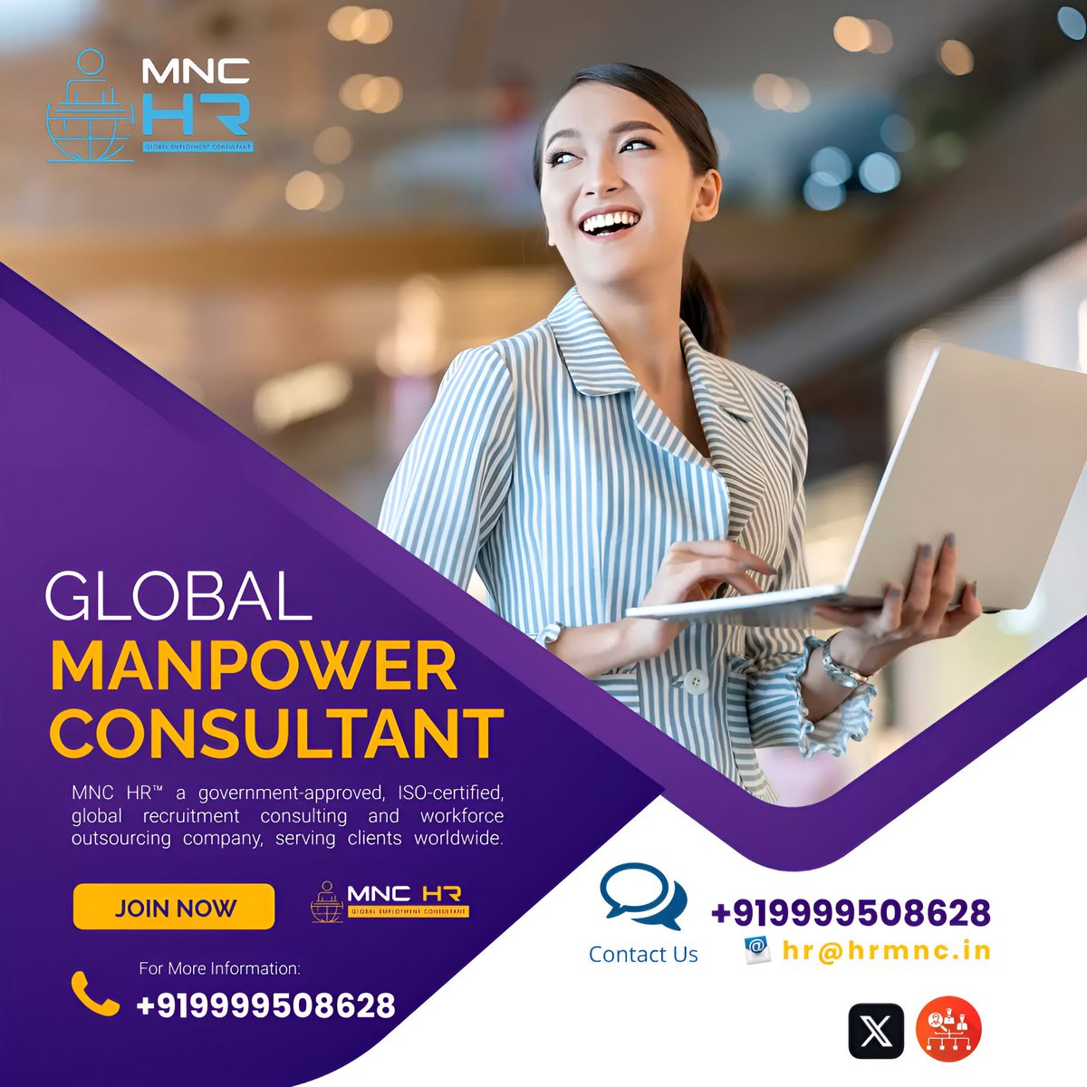 نحن شركة عالمية معتمدة للتوظيف والاستعانة بمصادر خارجية للقوى العاملة ومعتمدة من حكومة الهند، ونخدم العملاء في جميع أنحاء العالم. إذا كانت شركتك تحتاج إلى قوة عاملة موهوبة، وعمال ماهرين وغير ماهرين، ومهندسين، وفنيين، وسائقين، ومشغلين، وما إلى ذلك، فنحن هنا مع وعد بتقديم خدمة