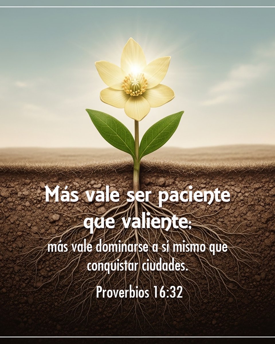 CercaEsta's tweet photo. Más vale ser paciente que valiente; más vale dominarse a sí mismo que conquistar ciudades— Proverbios 16:32

#valiente #paciente #Proverbios #dominio #conquistar https://t.co/cg7jTRVNCa