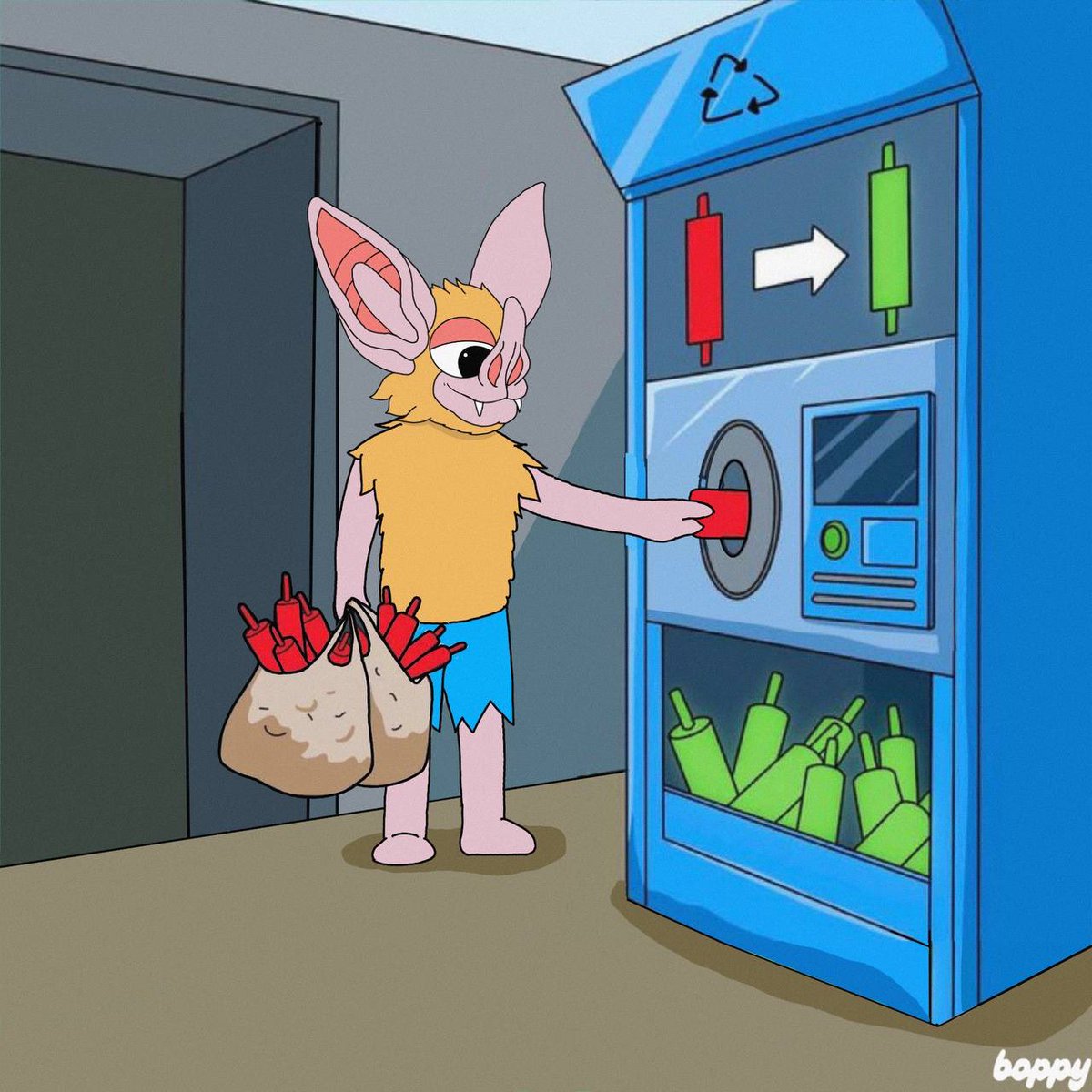 Trading red candles for green gains at the recycling machine