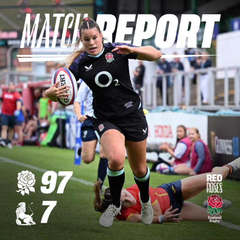 EnglandRugby's tweet photo. A strong performance from the #RedRoses 👏

Read the full match report from @RedRosesRugby's 97-7 win against Spain in a #RWC2025 warm-up game 👇