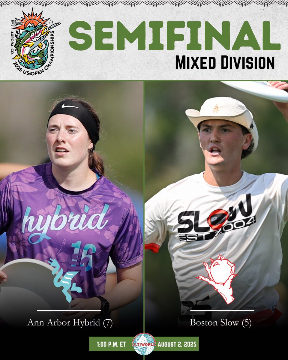 SEMIFINAL SHOWDOWN 🔥

Watch the match up live on @ultiworld in 15 minutes through the link! See these two teams battle for a spot in the final round 🏆: ultiworld.com/event/175537/2…

#USOPENCHAMPS | #USAUltimate