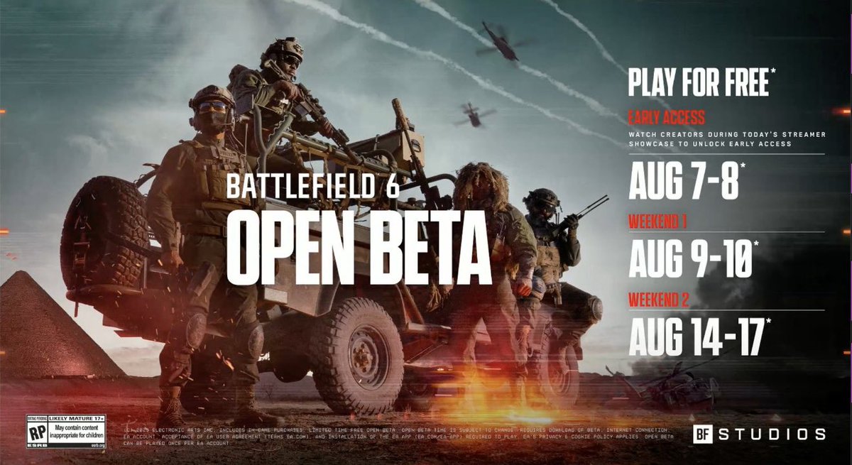 Just 6 days to go until the early access Battlefield 6 beta begins! 👀 

3N44-6UJE-TWPH-KUFK

We’re going to be sending beta access codes out daily, you’ll want to be following us, <a href="/BF6Informer/">Battlefield 6 Informer</a>! 🔔