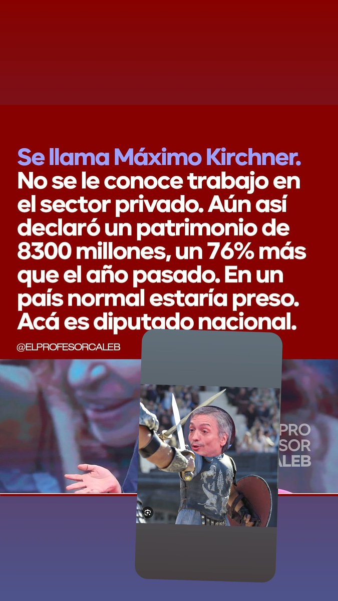 Mi nombre es maximo décimo kerner , hijo de una madre <a href="/CFKArgentina/">Cristina Kirchner</a> condenada , padre del clientelismo y juro que nunca dejaré de ser una sanguijuela del estado <a href="/KirchnerMaximo_/">Máximo Kirchner</a>