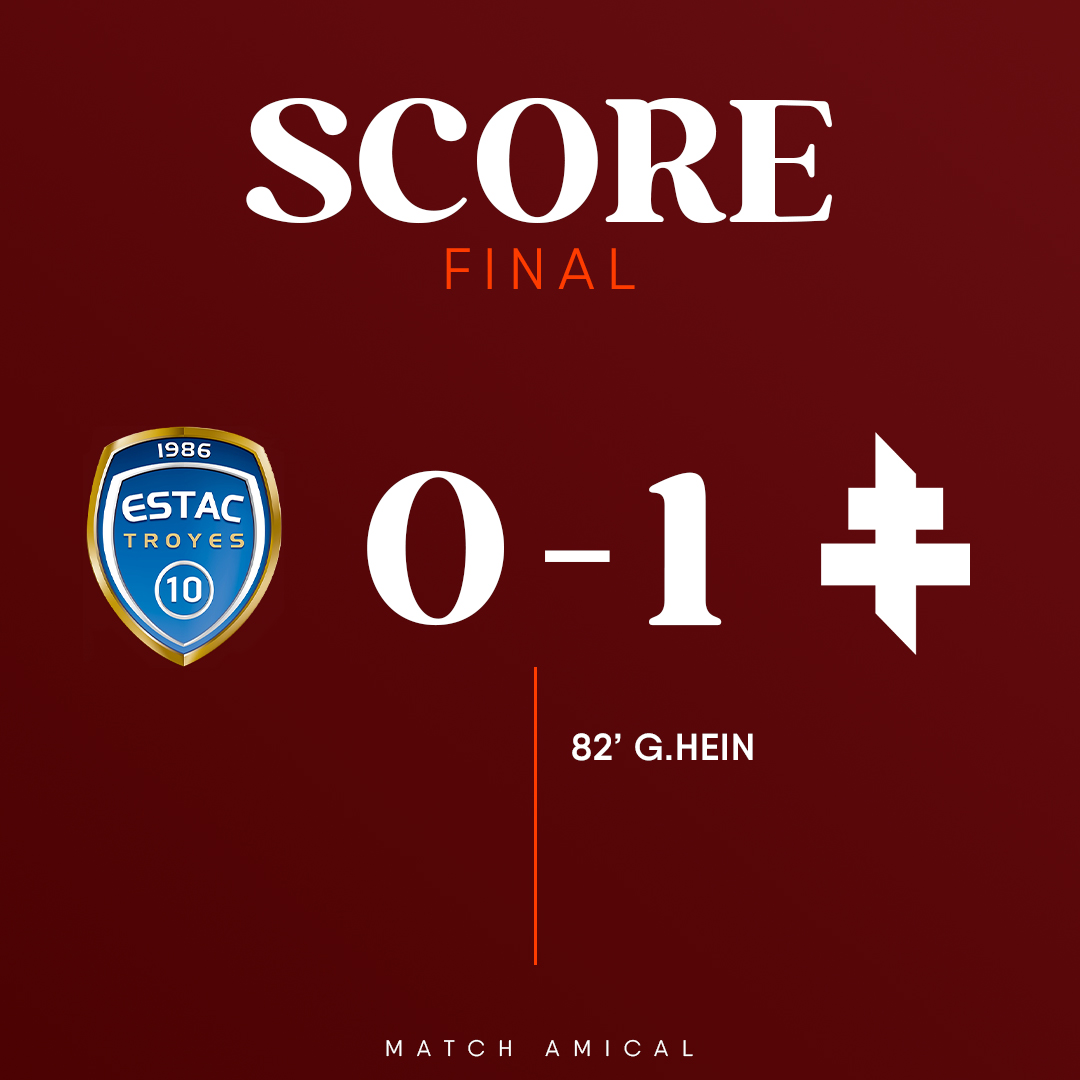 FCMetz's tweet photo. 0️⃣ - 1️⃣ #ESTACFCM

🔚 C’est terminé au Stade de l'Aube !

❤️‍🔥 Les Messins s'imposent en terres troyennes grâce à un but de Gauthier Hein ! https://t.co/qbINPpC7ZX