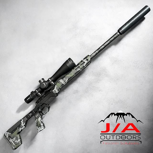 Heartbreaker

Build Specs:
308 Winchester
Bighorn Origin Action
Triggertech Special PVD
Dead Air Primal Suppressor
Proof Research Sendero Lite
Leupold Mark 5 5-25x56 Scope
MDT HNT 26 Grey &amp; Green Sponge

Photo by:  J&amp;A Outdoor Firearm Solutions