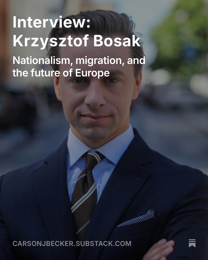 Carson (@carsonjbecker) on Twitter photo “We are the one hope in the political spectrum.”
Nationalist parties are gaining ground across Europe. I spoke with <a href="/krzysztofbosak/">Krzysztof Bosak 🇵🇱</a> about migration, Trump, and why Poland won’t obey political correctness.
Interview below: “We are the one hope in the political spectrum.”
Nationalist parties are gaining ground across Europe. I spoke with <a href="/krzysztofbosak/">Krzysztof Bosak 🇵🇱</a> about migration, Trump, and why Poland won’t obey political correctness.
Interview below: