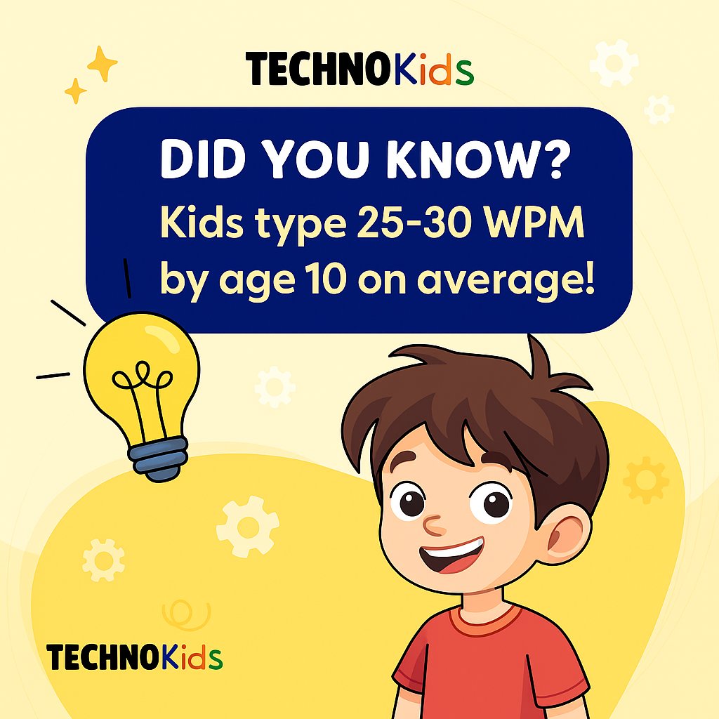 technokidsinc's tweet image. ⚡ Kids can type 25–30 WPM by age 10!
Why not use those skills for learning?
📱 TechnoKids makes every click count → technokids.com
#edtechessentials  #TechForKids #TypingGoals