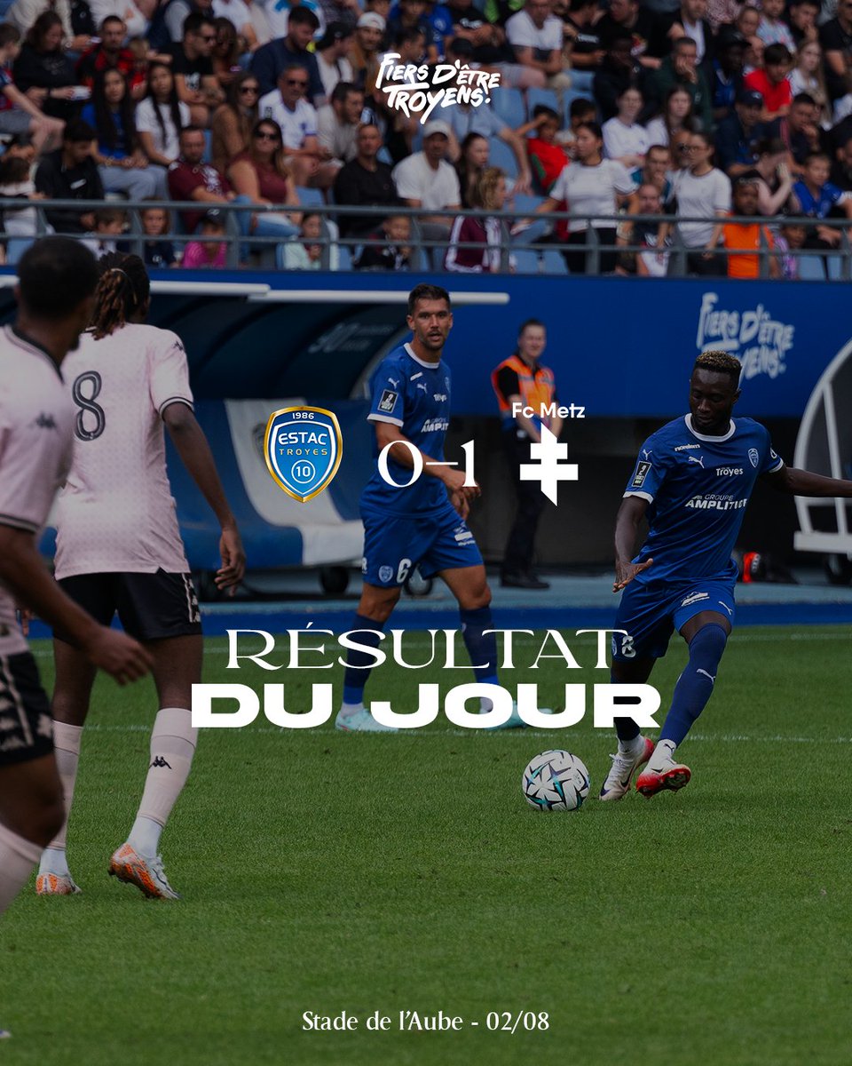 estac_officiel's tweet photo. ⌚️90': 𝑭𝒊𝒏 𝒅𝒆 𝒍𝒂 𝒓𝒆𝒏𝒄𝒐𝒏𝒕𝒓𝒆 

Nos Troyens auront livré une belle performance face à une équipe messine un poil plus réaliste. 

#ESTACFCM 0️⃣-1️⃣ https://t.co/wCbk7DcgSW