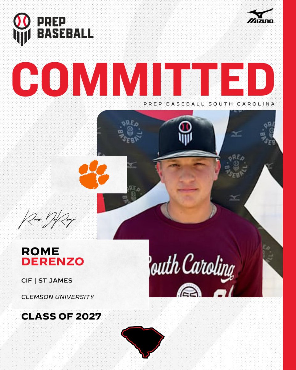 Prep Baseball South Carolina (@prepbaseball_sc) on Twitter photo ๐จCOMMITTED๐จ
'27 CIF Rome Derenzo has committed to Clemson University
<a href="/RomeDerenzo/">Rome Derenzo</a> | <a href="/STJSHARKSBSBALL/">St. James Sharks Baseball</a> | <a href="/ClemsonBaseball/">Clemson Baseball</a>
#PBSSG24 Alum #PBJFG23 Alum
Profile: loom.ly/1eQpVzk ๐จCOMMITTED๐จ
'27 CIF Rome Derenzo has committed to Clemson University
<a href="/RomeDerenzo/">Rome Derenzo</a> | <a href="/STJSHARKSBSBALL/">St. James Sharks Baseball</a> | <a href="/ClemsonBaseball/">Clemson Baseball</a>
#PBSSG24 Alum #PBJFG23 Alum
Profile: loom.ly/1eQpVzk