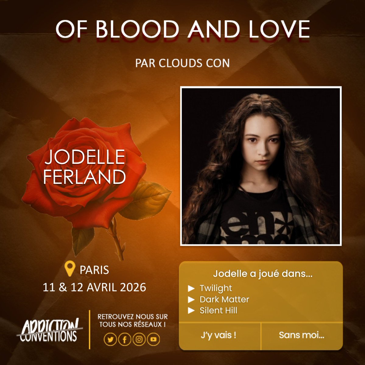 Addiction Conventions (@addictionconv) on Twitter photo Jodelle Ferland sera à la #OBAL de <a href="/CloudsCon/">Clouds Con</a>. #Twilight
🎟 : billetweb.fr/of-blood-and-l… Jodelle Ferland sera à la #OBAL de <a href="/CloudsCon/">Clouds Con</a>. #Twilight
🎟 : billetweb.fr/of-blood-and-l…